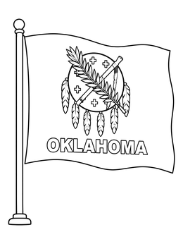 Free printable State Flag Of Oklahoma On Pole coloring page