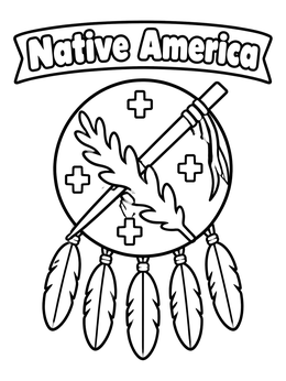 Free printable Oklahoma State Shield And Peace Pipe coloring page