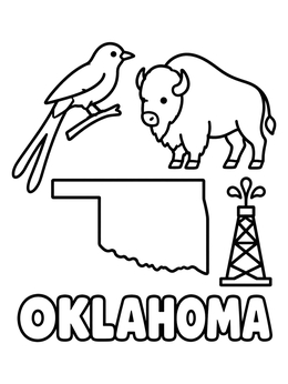 Free printable Oklahoma State Symbols And Outline coloring page