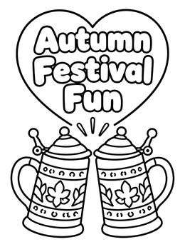 Free printable Toasting Steins Autumn Festival coloring page