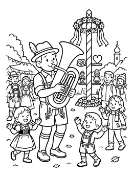 Free printable Musician Playing Tuba At Festival coloring page