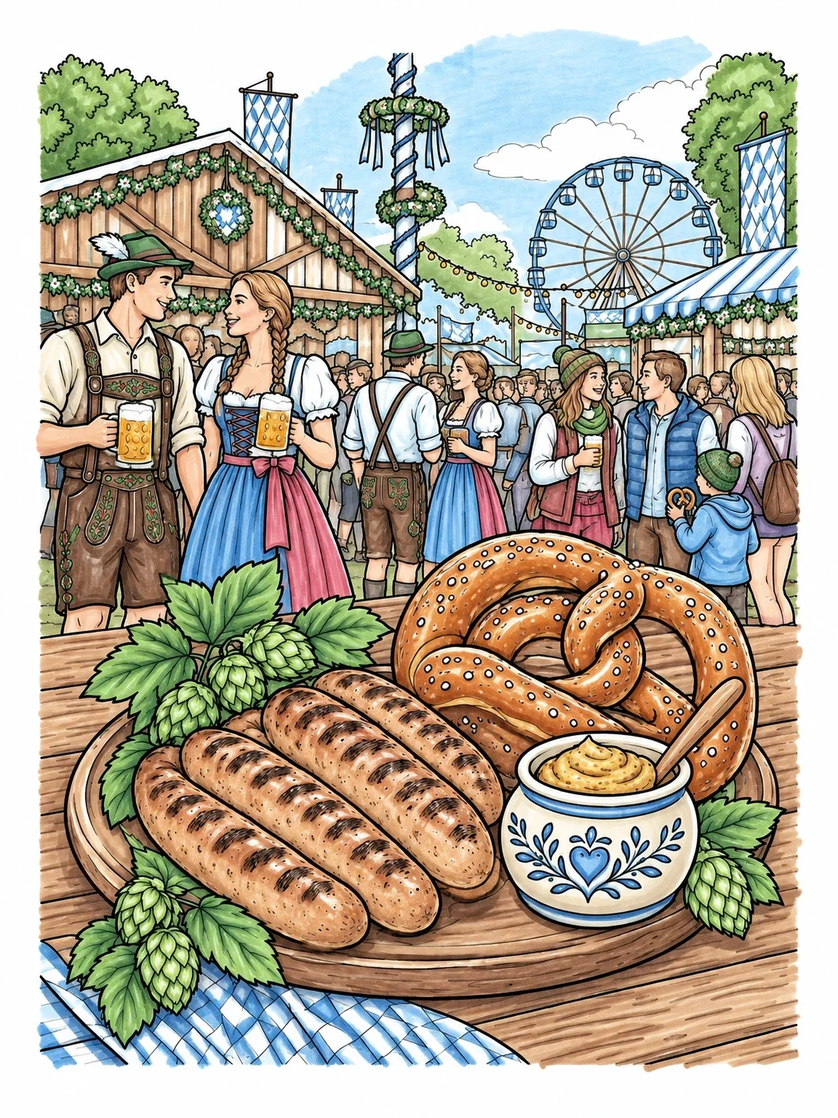 Colored example of the Oktoberfest Feast And Festival Grounds coloring page