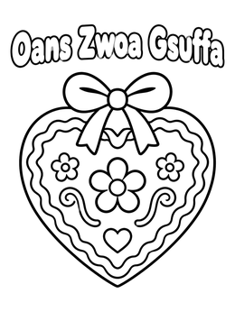 Free printable Decorated Oktoberfest Gingerbread Heart Cookie coloring page