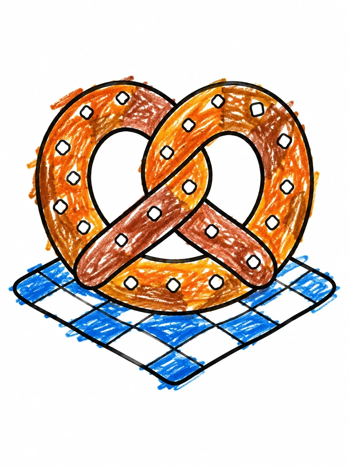 Colored example of the Soft Pretzel On Checkered Napkin coloring page