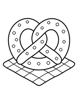 Free printable Soft Pretzel On Checkered Napkin coloring page