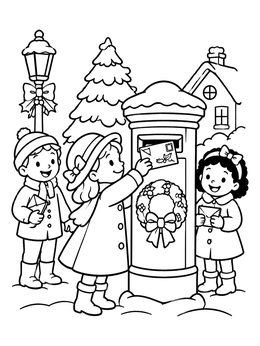 Free printable Children Mailing Christmas Letters coloring page