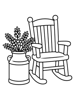 Free printable Porch Rocking Chair And Milk Can coloring page