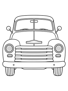 Free printable Vintage Pickup Truck Front View coloring page