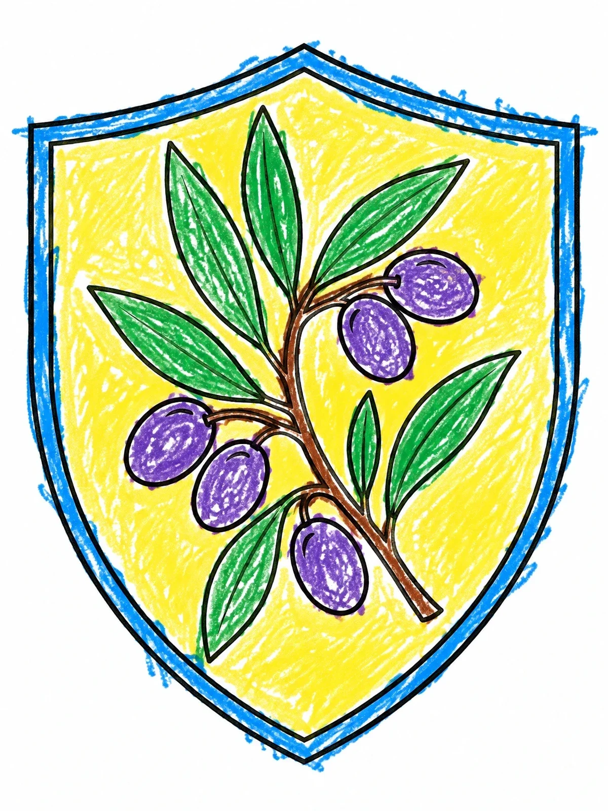 Colored example of the Olive Branch Peace Shield Emblem coloring page