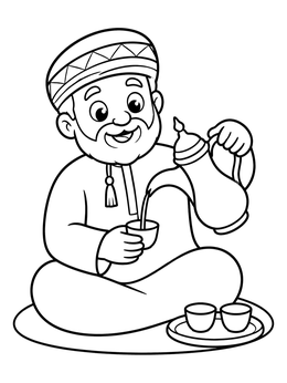Free printable Omani Man Pouring Traditional Coffee coloring page