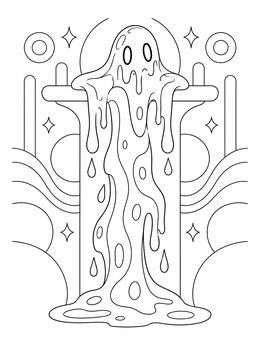 Free printable Oozing Slime Creature On Pedestal coloring page
