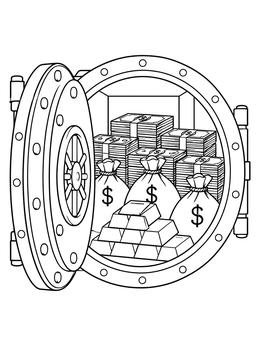 Free printable Open Bank Vault With Treasure coloring page