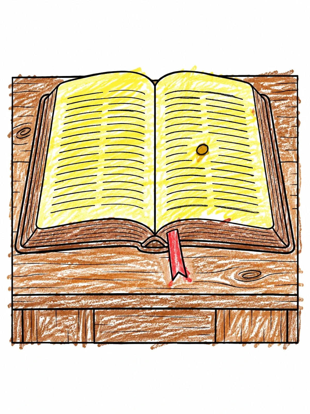 Colored example of the Open Bible With Mustard Seed coloring page