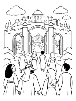 Free printable Open Gates To The Holy City coloring page