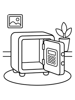 Free printable Open Hotel Room Safe coloring page