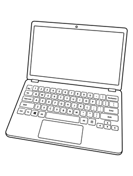 Free printable Open Laptop With Detailed Keyboard coloring page