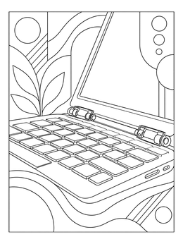 Free printable Open Laptop With Detailed Keyboard And Hinges coloring page
