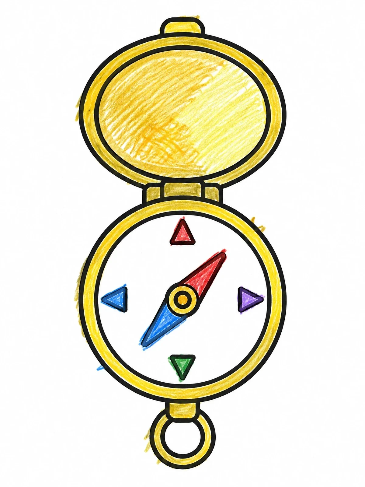 Colored example of the Open Military Field Compass coloring page