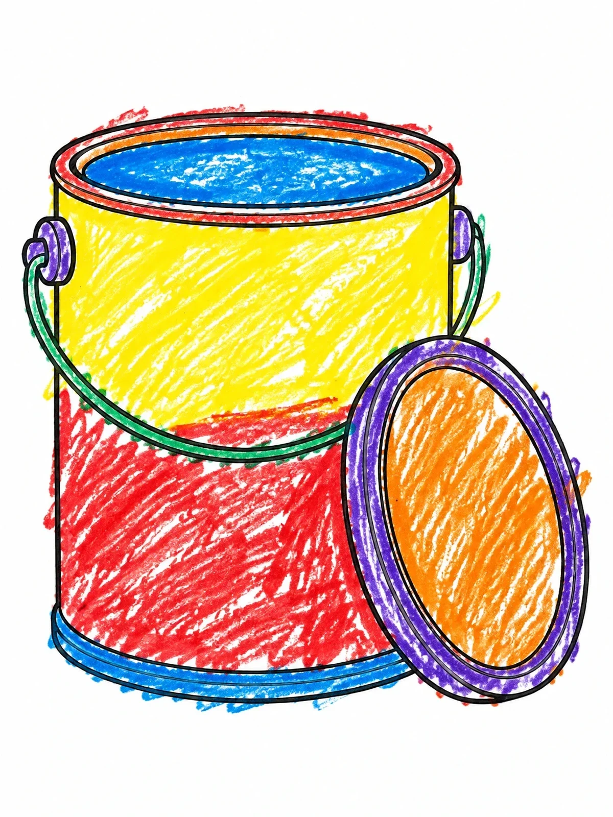 Colored example of the Open Paint Can With Lid coloring page