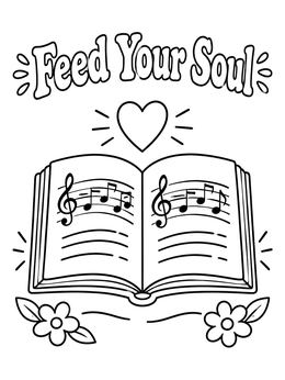 Free printable Open Songbook With Inspirational Music coloring page
