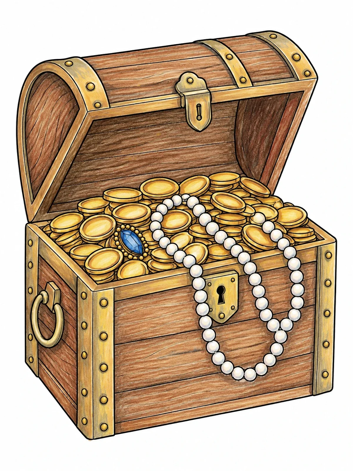 Colored example of the Open Treasure Chest Full Of Coins coloring page