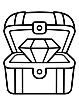 Free printable Open Treasure Chest With Diamond coloring page