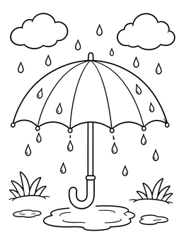 Free printable Open Umbrella In Spring Rain coloring page