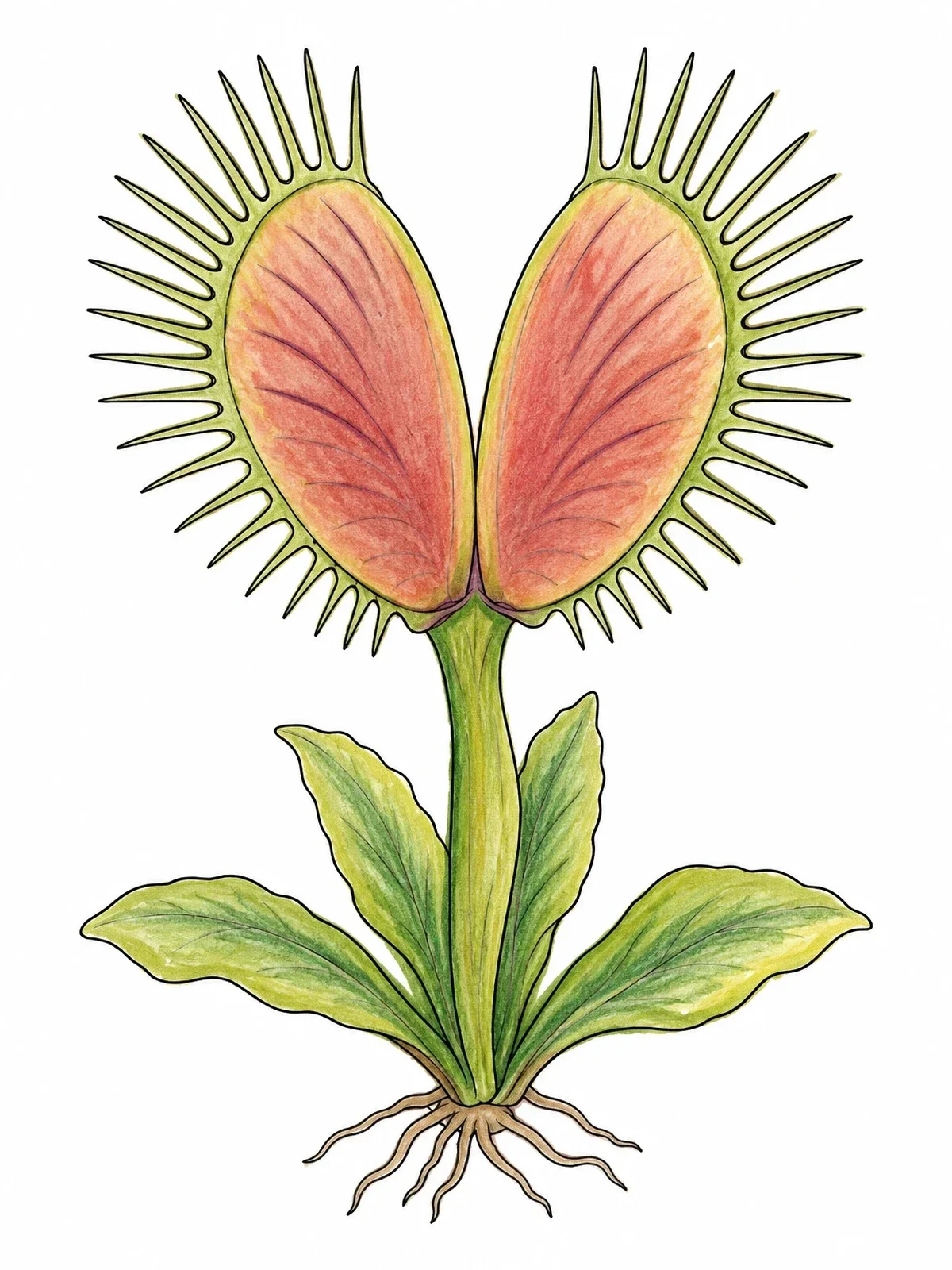 Colored example of the Open Venus Flytrap Plant coloring page