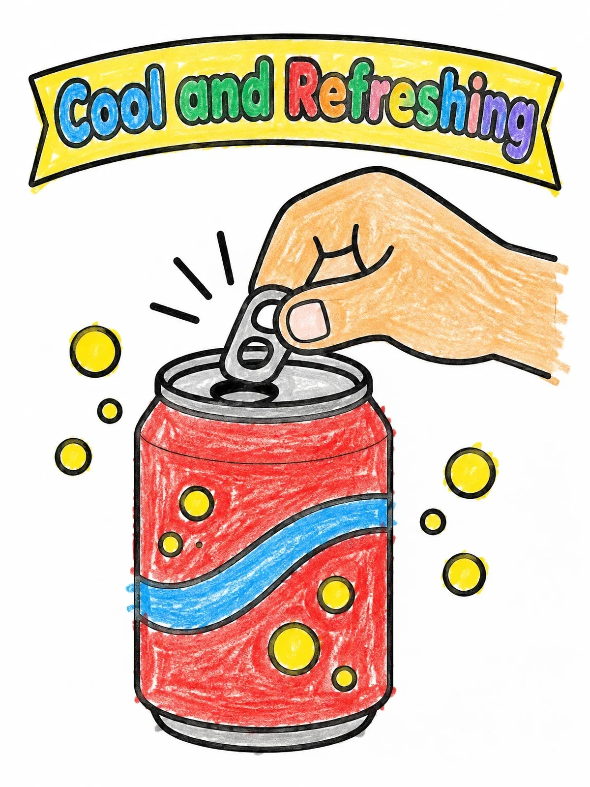 Colored example of the Opening A Cool Soda Can coloring page
