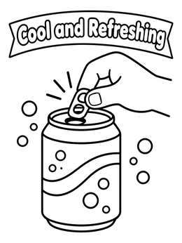 A hand opening a fizzy drink can in this soda coloring page.