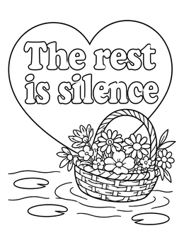 Free printable Ophelia Flower Basket And Quote coloring page