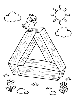 Free printable Cute Bird On Impossible Triangle coloring page