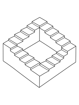 Free printable Endless Penrose Impossible Staircase coloring page