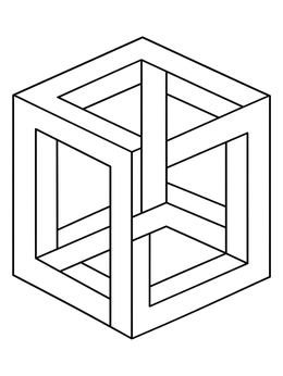 Free printable Geometric Impossible Cube Line Art coloring page