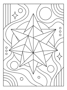 Free printable Geometric Star Polyhedron In Space coloring page