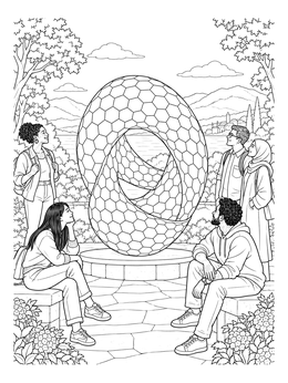 Free printable Geometric Torus Sculpture In The Park coloring page