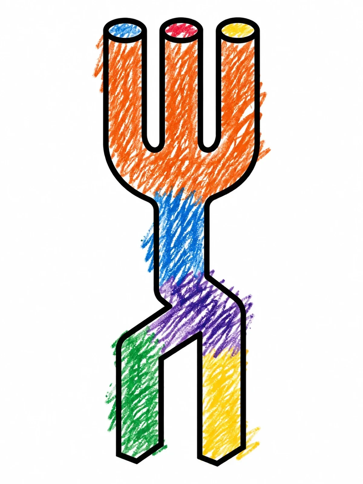 Colored example of the Impossible Blivet Fork Illusion coloring page