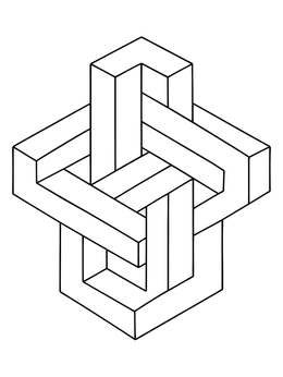 Free printable Impossible Interlocking Geometric Structure coloring page