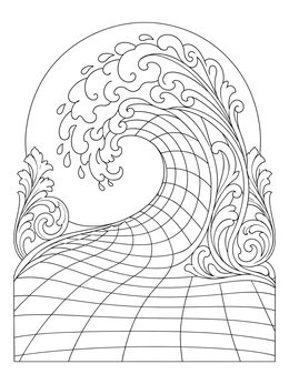 Free printable Surreal Grid Wave Illusion coloring page