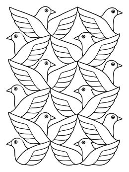 Free printable Tessellated Flying Birds Pattern coloring page