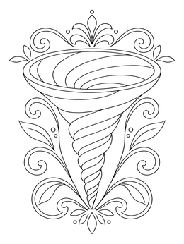 Free printable Twisting Funnel With Floral Ornaments coloring page