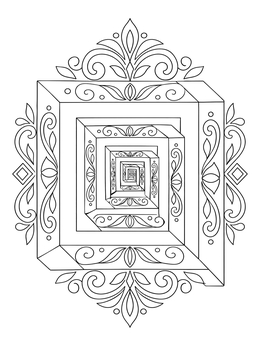 Free printable Twisting Impossible Square Frame Illusion coloring page