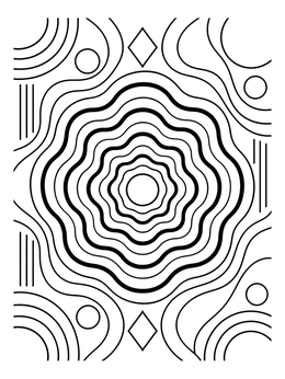 Free printable Vibrating Concentric Waves Pattern coloring page