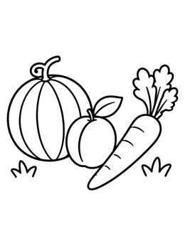 Free printable Garden Harvest With Pumpkin And Carrot coloring page