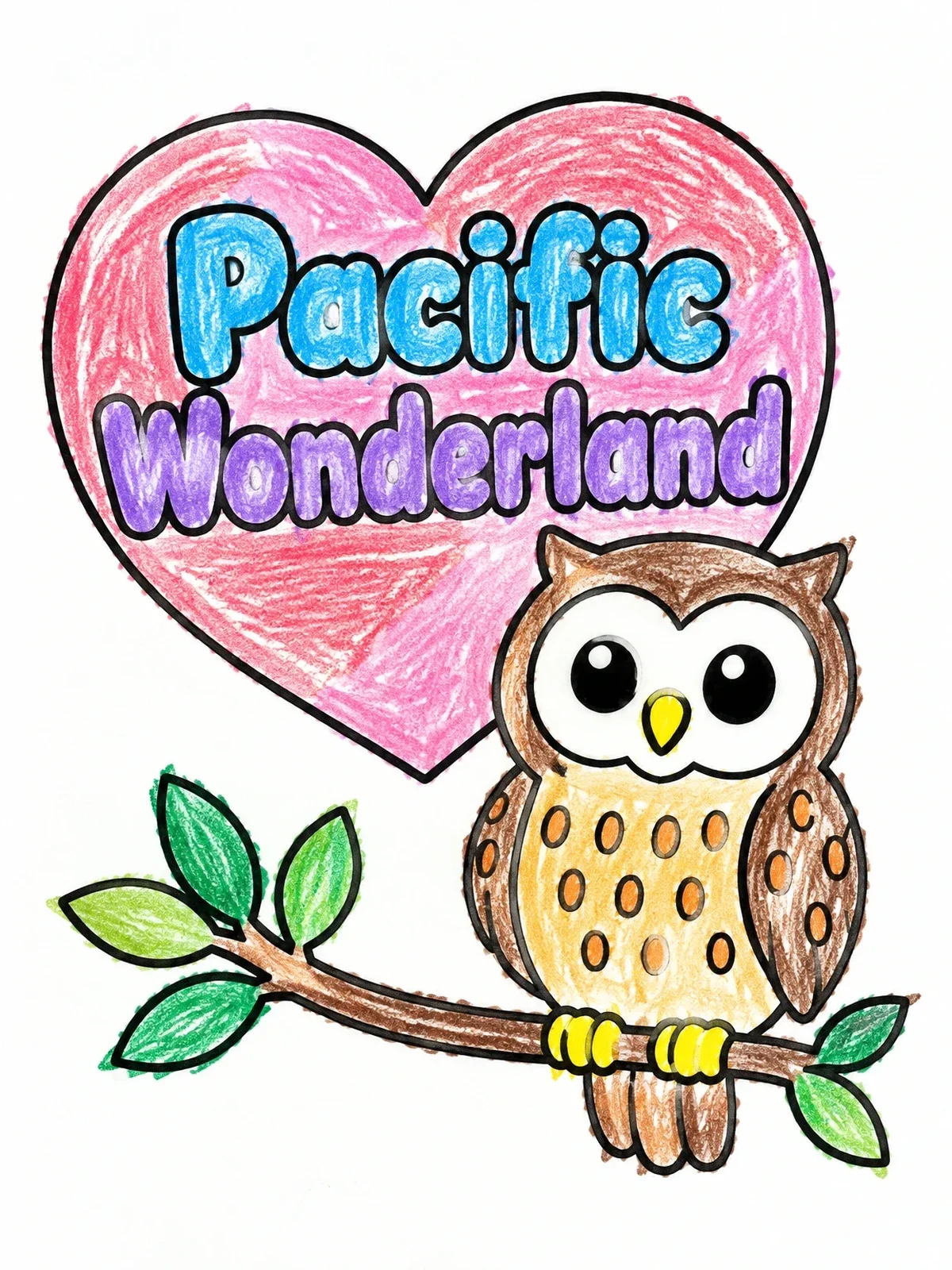 Colored example of the Pacific Wonderland Cute Owl coloring page