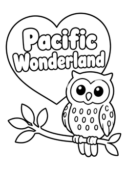 Free printable Pacific Wonderland Cute Owl coloring page