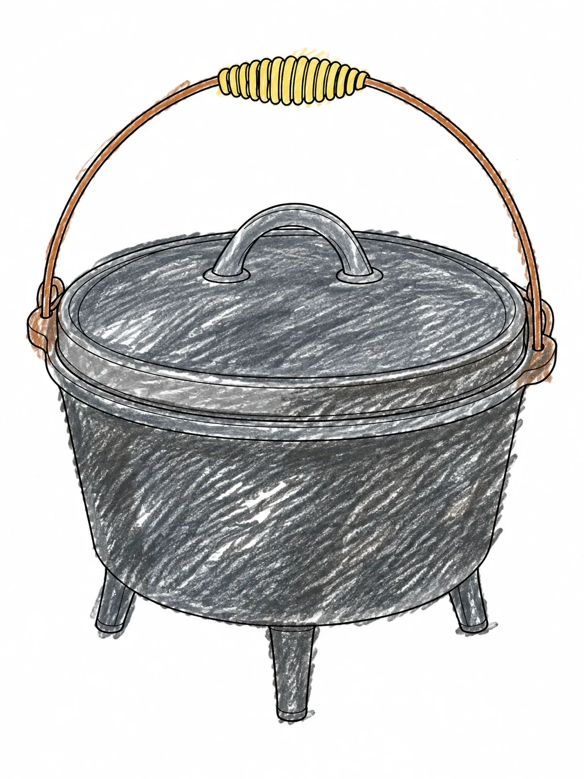 Colored example of the Cast Iron Pioneer Dutch Oven coloring page