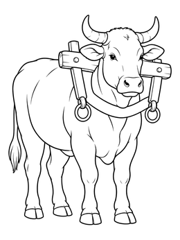 Free printable Gentle Draft Ox In Harness coloring page