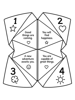 Free printable Paper Origami Cootie Catcher coloring page