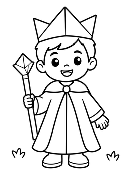 Free printable Little King With Paper Crown coloring page